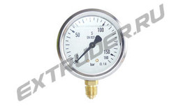 Manometer HDT 3410012 60 bar for filters; HDT 3410212 160 bar for the hydraulic station, glycerin-filled